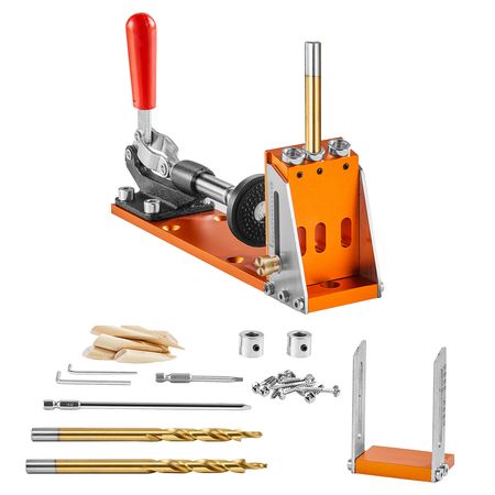 30 Pcs Pocket Hole Jig Kit, Adjustable & Easy to Use Pocket Hole Jig System with Step Drills, Drill Stop Rings, Wrenches, and Square Drive Bits, Dual Scale Marks for DIY Carpentry Projects