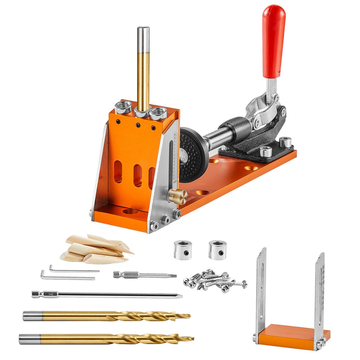 30 Pcs Pocket Hole Jig Kit, Adjustable & Easy to Use Pocket Hole Jig System with Step Drills, Drill Stop Rings, Wrenches, and Square Drive Bits, Dual Scale Marks for DIY Carpentry Projects