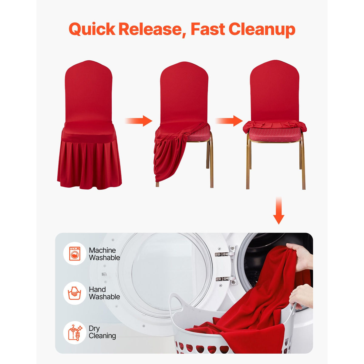 30 Pcs Red Chair Covers, Polyester Spandex Chair Cover, Stretch Slipcovers for Wedding Party Dining Banquet Flat-Front Chair Covers, Fits Chair Measures up to 20.08 x 17.72 x 37.4 inch