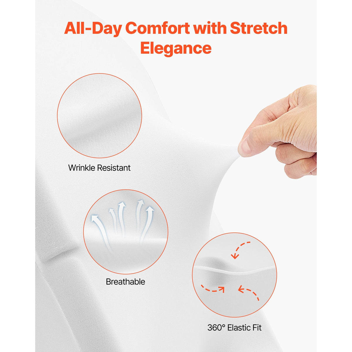 30 Pcs White Chair Covers, Polyester Spandex Chair Cover, Stretch Slipcovers for Wedding Party Dining Banquet Flat-Front Chair Covers, Fits Chair Measures up to 18.11 x 19.69 x 33.86 inch