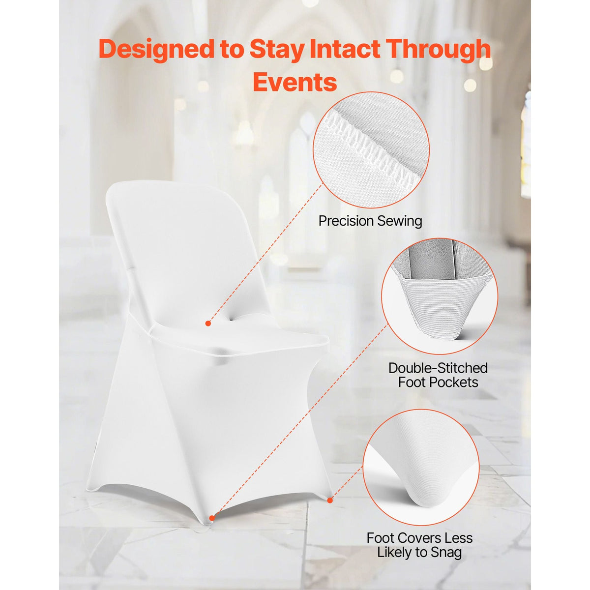 30 Pcs White Chair Covers, Polyester Spandex Chair Cover, Stretch Slipcovers for Wedding Party Dining Banquet Flat-Front Chair Covers, Fits Chair Measures up to 18.11 x 19.69 x 33.86 inch