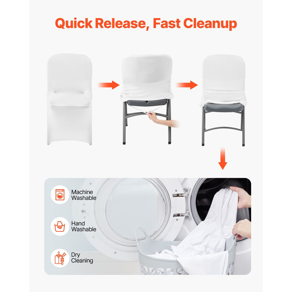 30 Pcs White Chair Covers, Polyester Spandex Chair Cover, Stretch Slipcovers for Wedding Party Dining Banquet Flat-Front Chair Covers, Fits Chair Measures up to 18.11 x 19.69 x 33.86 inch