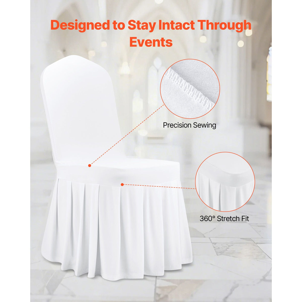 30 Pcs White Chair Covers, Polyester Spandex Chair Cover, Stretch Slipcovers for Wedding Party Dining Banquet Flat-Front Chair Covers, Fits Chair Measures up to 20.08 x 17.72 x 37.4 inch