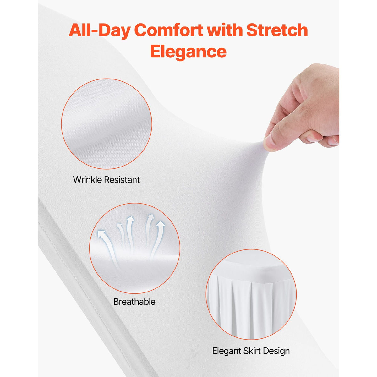 30 Pcs White Chair Covers, Polyester Spandex Chair Cover, Stretch Slipcovers for Wedding Party Dining Banquet Flat-Front Chair Covers, Fits Chair Measures up to 20.08 x 17.72 x 37.4 inch