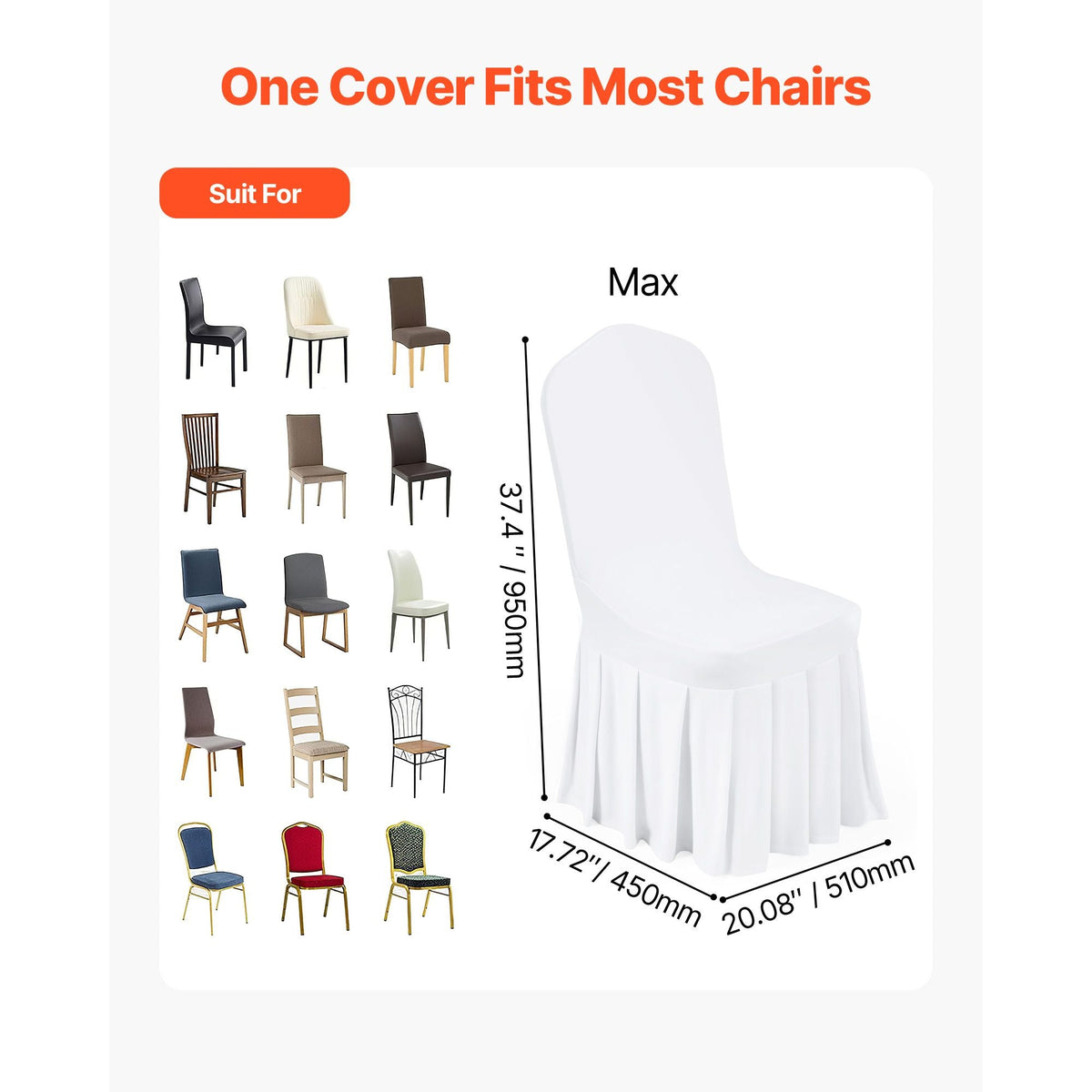 30 Pcs White Chair Covers, Polyester Spandex Chair Cover, Stretch Slipcovers for Wedding Party Dining Banquet Flat-Front Chair Covers, Fits Chair Measures up to 20.08 x 17.72 x 37.4 inch