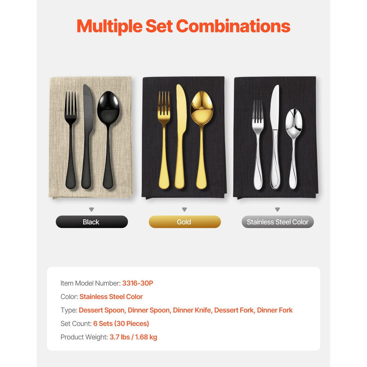 30-Piece Silverware Set, Food-Grade Stainless Steel Flatware Utensils, Mirror Finished Cutlery Set, Dishwasher Safe Eating Tableware for Kitchen Home, Service for 6, Include Knife Fork Spoon