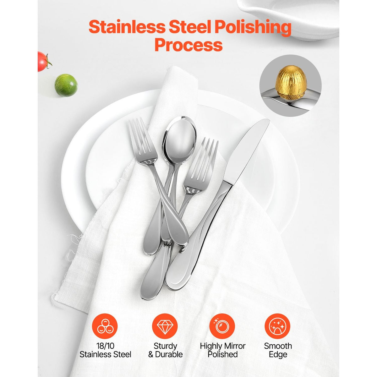30-Piece Silverware Set, Food-Grade Stainless Steel Flatware Utensils, Mirror Finished Cutlery Set, Dishwasher Safe Eating Tableware for Kitchen Home, Service for 6, Include Knife Fork Spoon