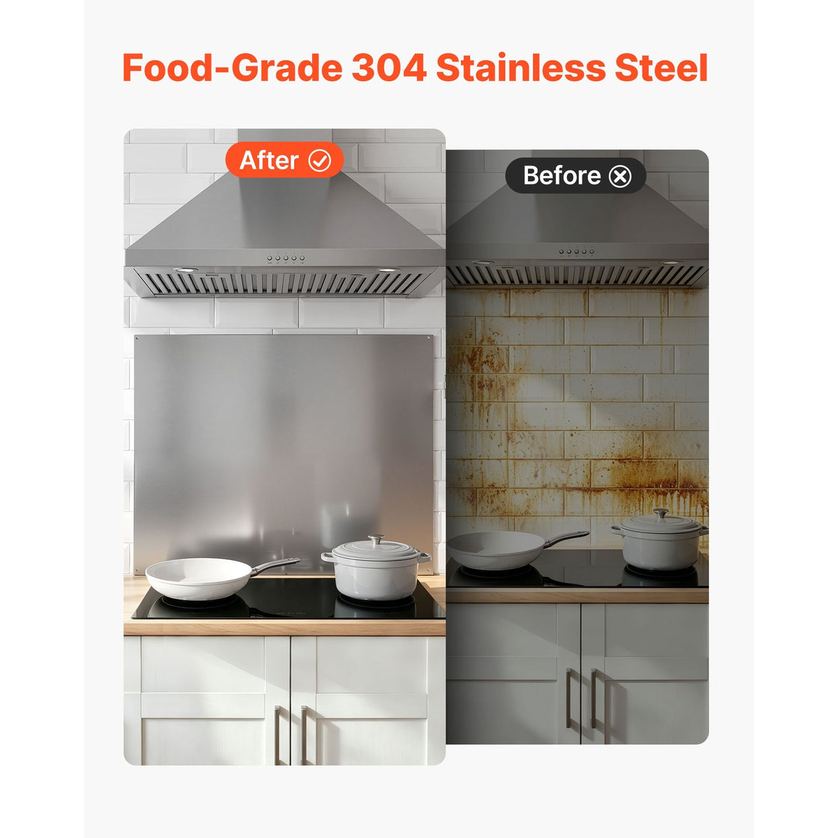 30" x 24" Stainless Steel Backsplash for Stove, Ultra Flat Splatter Guard, Wall Shield Range Hood Backsplash, Easy Clean Kitchen Wall Metal Panel, Pre-Drilled Holes for Easy Installation, Silver