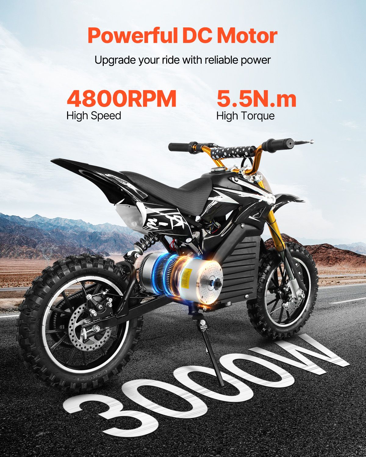 3000W Electric Brushless DC Motor, 60V 4800rpm Go Kart Electric Motor, Electric Dirt Bike Motor Engine for E-Bike Motorcycle Scooter DIY