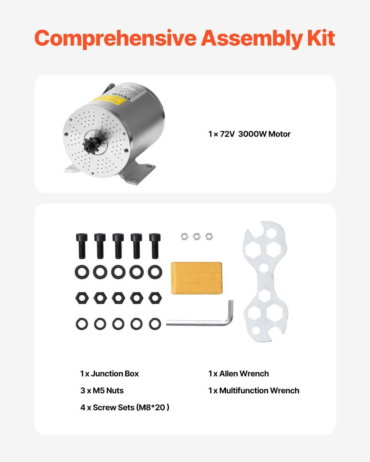 3000W Electric Brushless DC Motor 72V 4900rpm Motor for E-Bike Dirt Bike DIY
