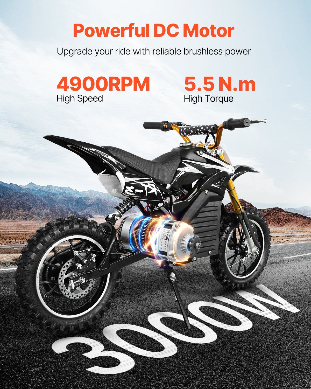 3000W Electric Brushless DC Motor 72V 4900rpm Motor for E-Bike Dirt Bike DIY