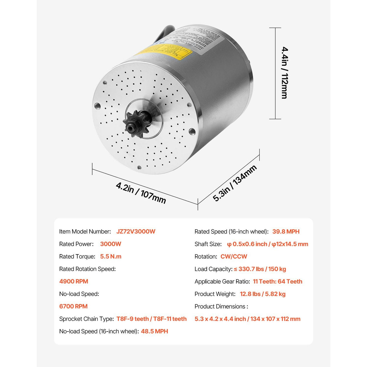 3000W Electric Brushless DC Motor Kit - 72V 4900rpm Motor with Upgraded Speed Controller for Go Karts E-Bike Motorcycle Scooter