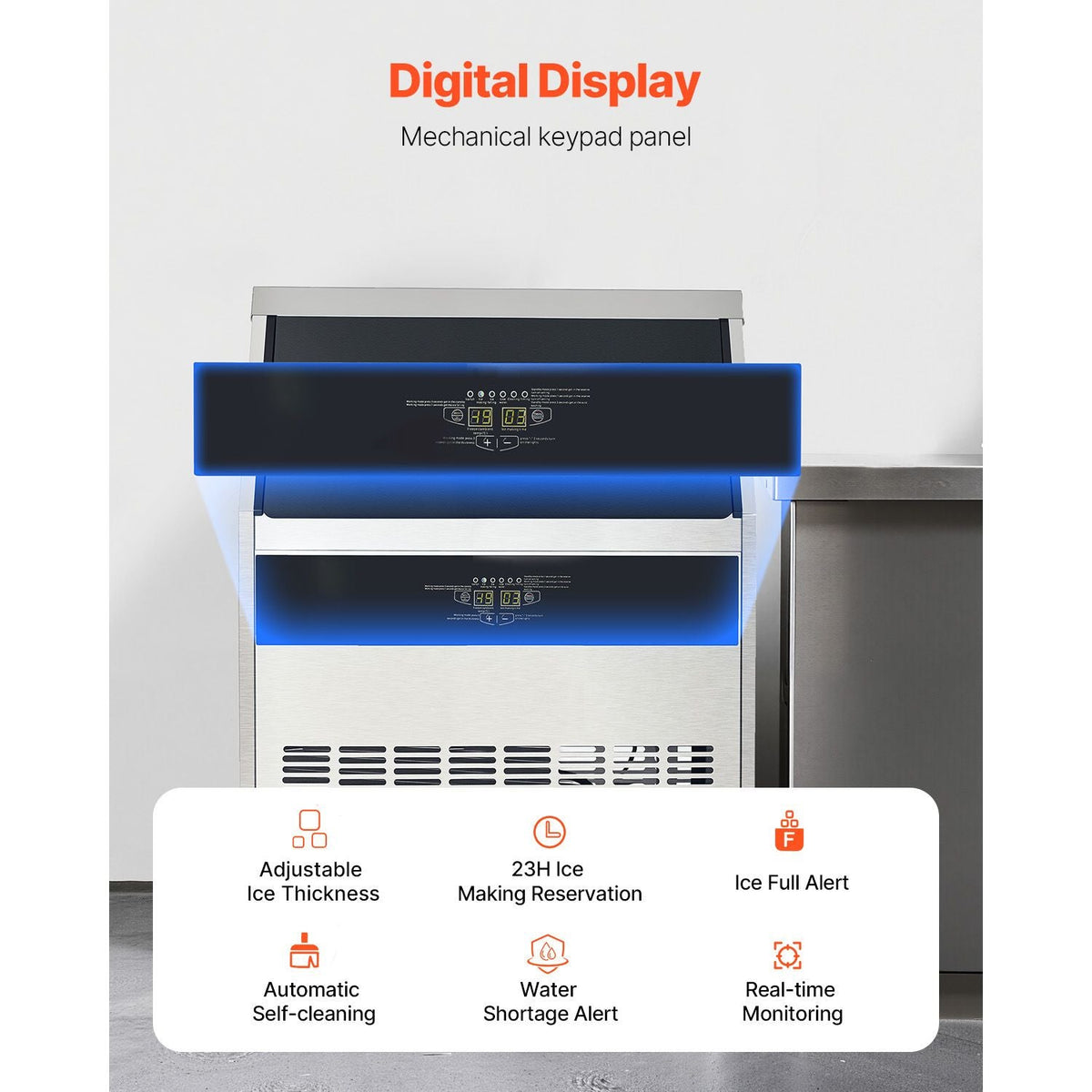 300lbs/24H Commercial Ice Maker, 126 Ice Cubes in 15 Minutes, Freestanding Ice Maker Machine with 88lbs Large Storage Capacity for Bar Office Restaurant, with LED Digital Display & Self-Cleaning