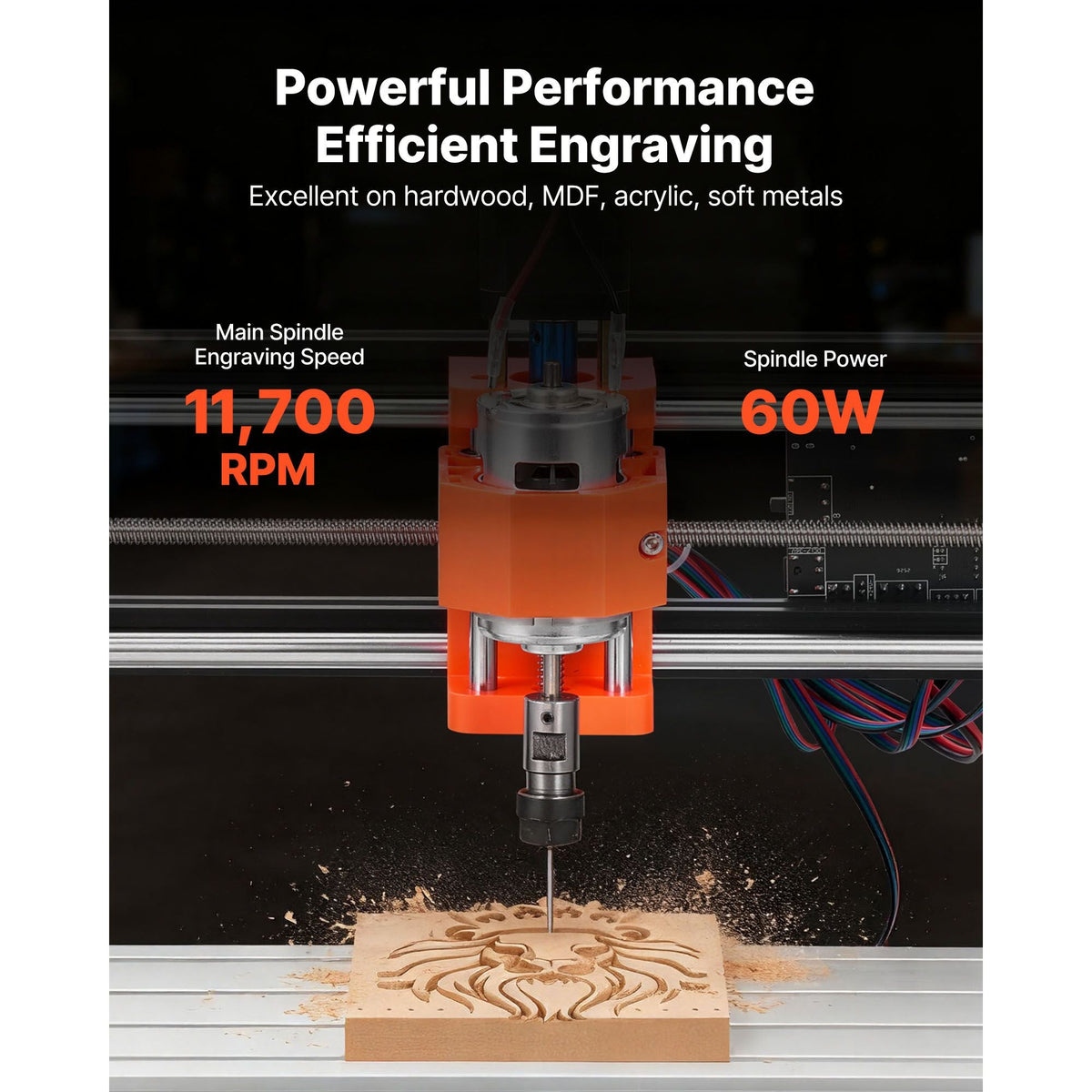 3018 CNC Router Machine, 60W Spindle, 3-Axis Wood Engraving Milling Machine, with 300 x 180 x 40 mm Working Area, Aluminum Alloy Structure, for Wood Acrylic Carving Cutting