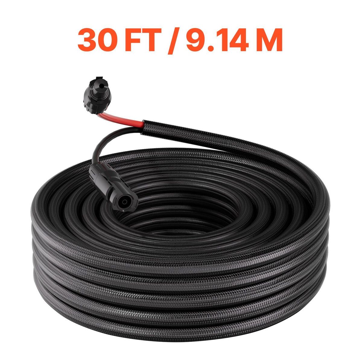 30FT Solar Panel Extension Cable, 10 AWG, Solar Panel Wire with Flame Retardant Protective Sleeving, Female and Male Connectors, IP67 Waterproof PV Wire, for Outdoor Automotive RV, Black & Red