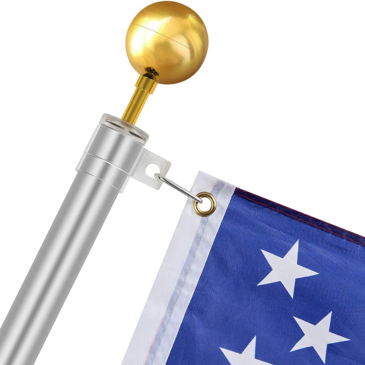 30FT Telescoping Flag pole Kit, Heavy Duty Aluminum Alloy in Ground Flag Poles for Outside, 3 Display Modes Flagpole with 3x5 American Flag, Professional Accessories, Silver