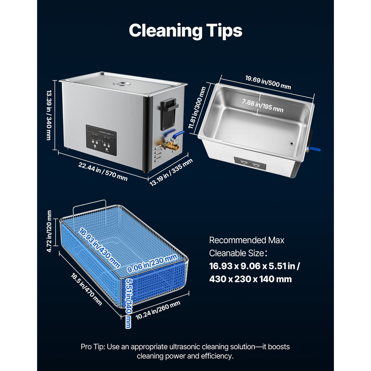 30L Ultrasonic Cleaner, Professional Ultrasonic Cleaner Machine with Cleaning Basket & Digital Display, 480W Stainless Steel 40kHz Industrial Cleaning Machine for Parts, Carburetors, Instruments