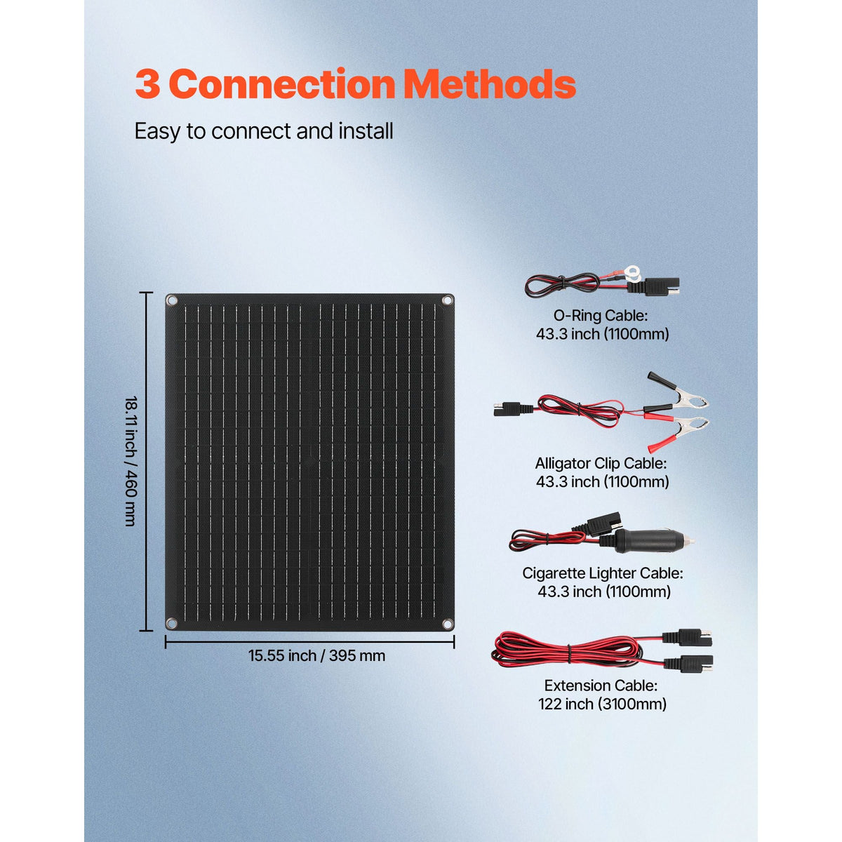 30W 12V Solar Panel Battery Charger, Solar Battery Trickle Charger Maintainer with Built-in Smart Controller & 3 Connection Cables, IP67 Waterproof Portable for RV Car Motorcycle Boat Van Camper