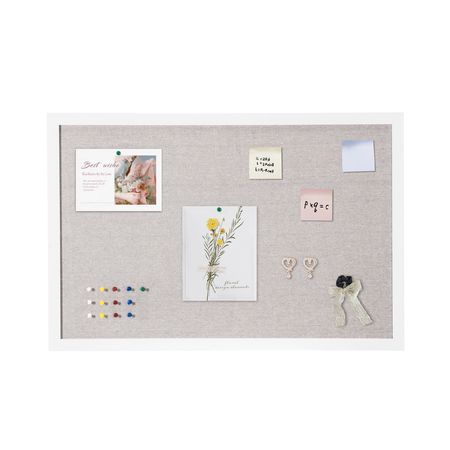 30"x20" White Cork Board with Linen Surface – Stylish Wall-Mounted Bulletin Board for Home, School, Office – Elegant & Functional Noticeboard