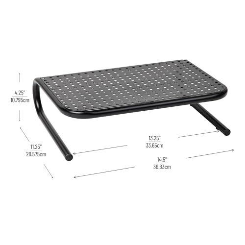 Mind Reader Monitor Stand, Ventilated Laptop Riser, Desktop Organizer, Metal, 14.5" L x 11.25" W x 4.25" H, Black (Pack of 8) - size: 8-Pack