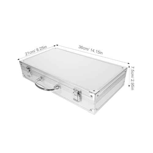 DOITOOL Metal Briefcase,Silver Aluminum Briefcase with Lock,Hard Case Locking Case,Portable Carrying Case,Metal with Ripple Foam,14.15x7.86x2.95 Inch
