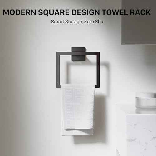 10-Piece 23.6 Inch Matte Black Bathroom Accessories Set, Bathroom Hardware Set, SUS304 Stainless Steel Bath Towel Bar Set, Toilet Paper Holder with Shelf, Towel Hooks, Towel Rings Wall Mounted