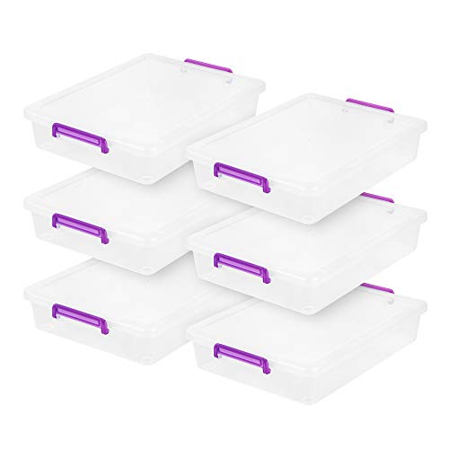 IRIS USA 6 Qt. Plastic Craft Storage Container Bins with Lids, 6 Pack, Small Art & Office Supply Organizer Tote, Sensory Bins & Boxes for Home & University, Stackable, Secure Latch Buckles, Clear - size: 6 Qt. - 6 Pack, style: STACK