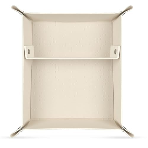 Londo Leather Tray Organizer - Practical Lightweight Water Resistant Computer Table Desk Storage Box for Wallets, Watches, Keys, Coins, Cell Phones and Office Equipment - color: White