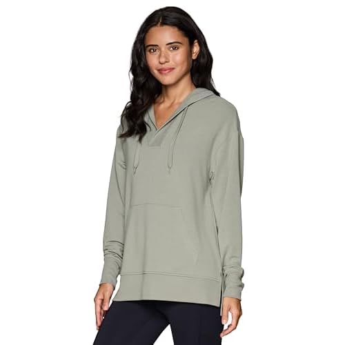 RBX Active Women's Hoodie Tunic in Regular/Plus Sizes, V-Neck Relaxed Fit Lightweight French Terry Sweatshirt with Pocket