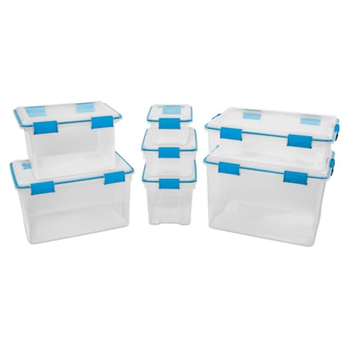 Sterilite 16-Pack Gasket Box, Weather-Resistant Storage Bins with Latching Lids, 80 Quart - Heavy-Duty Organizing Containers for Closet, Bathroom, and Office - size: 80 Quart, style: 16 Pack