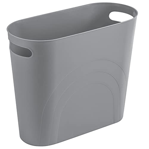 rejomiik Small Trash Can, 3.5 Gallon Slim Garbage Can Plastic Waste Basket with Handles Container Bin for Narrow Spaces Bathroom, Bedroom, Kitchen, Office at Home, Grey - color: Grey, size: 1 pack