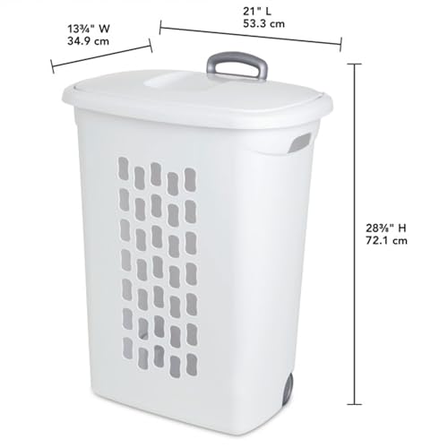 Sterilite 6-Pack Ultra Wheeled Hamper, Laundry Basket w/Flip-Top Lid & Retractable Handle - Plastic Rolling Clothes Storage Cart with Ventilated Holes for Home, Apartment or Dorm - size: 6 Pack