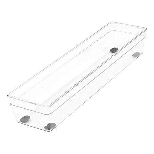 Glad Plastic Drawer Storage Tray – Heavy Duty Organizer Bin for Home, Kitchen, Bath, Bedroom, Office | Non-Slip Feet, 13" x 3.25", Clear - size: 13x3 (Pack of 1)