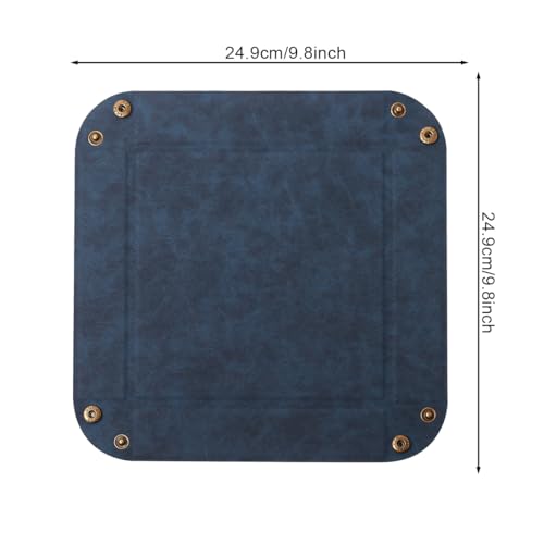 Valet Tray Desktop Storage Organizer – Premium PU Leather Catchall Bedside Vanity Tray Nightstand Caddy Holder for Remote Controller, Keys, Phone, Wallet, Coin, Jewelry,Blue - color: Blue