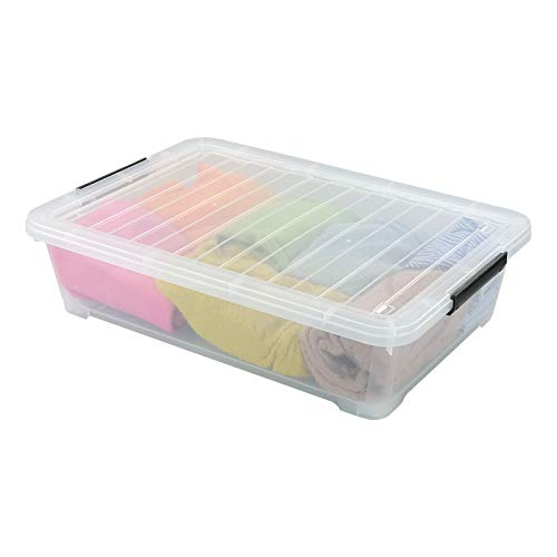 3-Pack Plastic Under Bed Storage Box Container, 40 Quart Clear Stackable Storage Box Wheeled Latching Box - size: 40 Quart