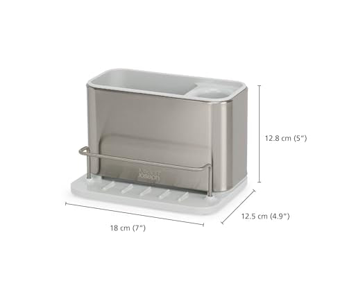 Joseph Joseph Surface Stainless Steel Caddy Sink Area Organizer and Sponge Holder, Stone - color: Light Stone