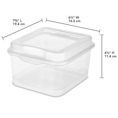 Sterilite FlipTop, Stackable Small Storage Bin with Hinging Lid, Plastic Container to Organize Desk at Home or Office, Clear, 36-Pack - size: 1.5 Cubic Feet, style: 36 Pack