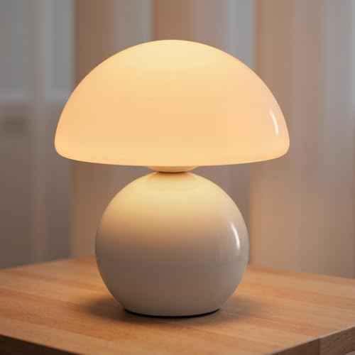 NIORSUN Wireless Mushroom Lamp,Table Lamp for Bedroom, Portables Cordless Lamps,Wireless lamp,Small Bedside Table Touch Lamps for Living Room,Mini Mushroom 5200mAh Battery Operated Lamp Modern (White)