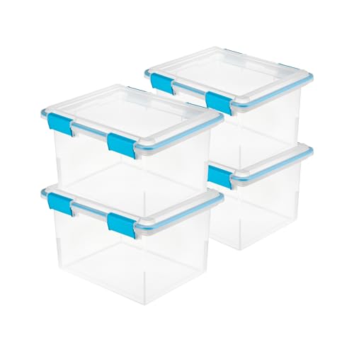 Sterilite 4-Pack Gasket Box, Weather-Resistant Storage Bins with Latching Lids, 32 Quart - Heavy-Duty Organizing Containers for Closet, Bathroom, and Office - size: 32 Quart, style: 4 Pack