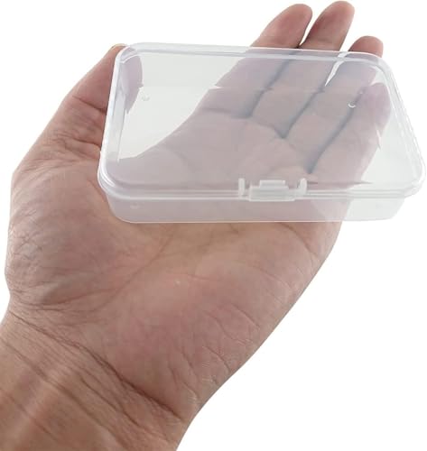 MFDSJ 24 Pcs Mini Plastic Storage Containers Box with Lid, 3.5x2.4 Inches Clear Rectangle Box for Collecting Small Items, Beads, Game Pieces, Business Cards, Crafts Accessories