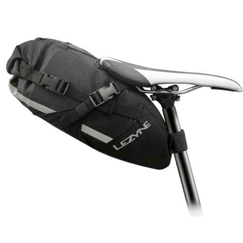 LEZYNE Caddy Bike Saddle Bag - Durable Nylon Cycling Storage Bag with Velcro/Quick Release Mount, Reflective Accents, Water-Resistant Zipper for Road Bikes & Commuters