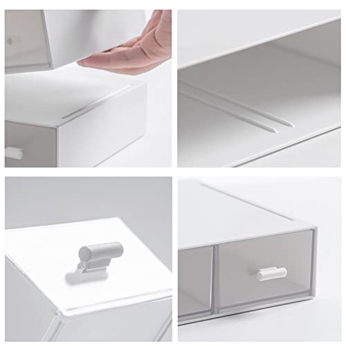 Desk Organizer with Drawers Stackable Storage Drawers, Plastic Compact Desk Storage Box Great for Office School Home Small Space- 1drawers (White) - size: 9*6.5*2inch - 1 Compartment
