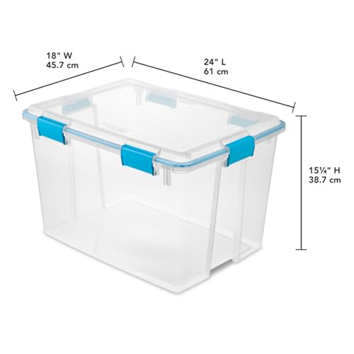 Sterilite 16-Pack Gasket Box, Weather-Resistant Storage Bins with Latching Lids, 80 Quart - Heavy-Duty Organizing Containers for Closet, Bathroom, and Office - size: 80 Quart, style: 16 Pack