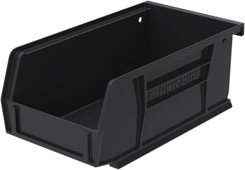 Akro-Mils 30220 AkroBins Plastic Storage Bins, Space-Saving Stackable Bins for Garage, Pantry, Craft Organization, 7" x 4" x 3", Black, 24-Pack - color: Black
