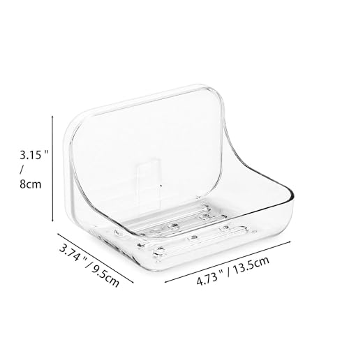 Adhesive Soap Dish for Shower Wall – Removable Acrylic Soap Holder with Drain Holes, Compact for RV Bathroom, Kitchen Sink, or Shower – No Drilling – Sandra Series - size: Soap Dish