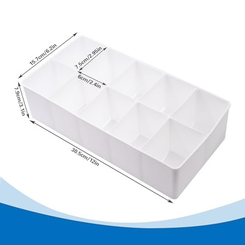 Plastic Belt Organizer, 10 Compartments Drawer Storage, Ties Holder Box with Removable Dividers, Organizers for Socks Bow Ties, for Closet and Drawer