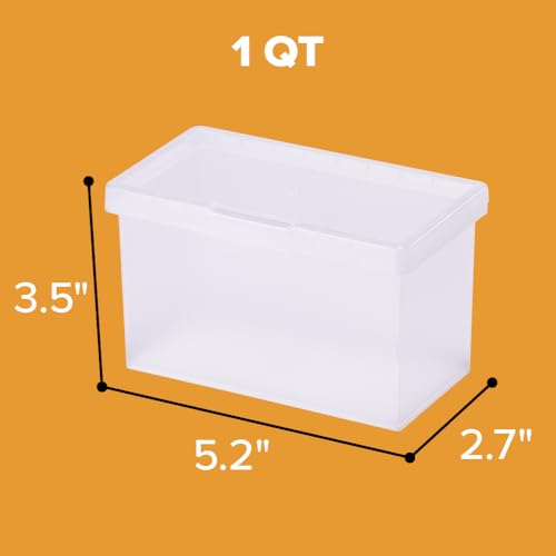 Bostitch Konnect Storage Containers with Lids, Office Organizer, Clear Plastic Box, Stackable for Index Cards, Labels, 1 Qt, 3 Pack - size: 3-Pack