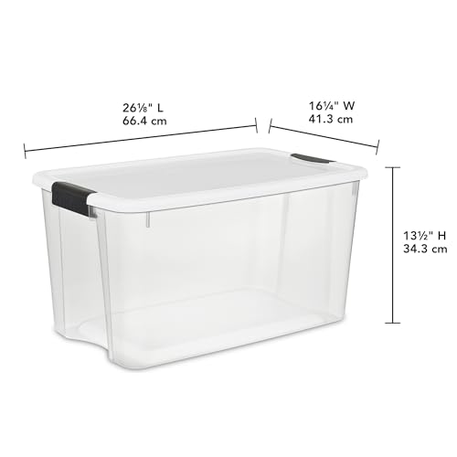 Sterilite 8-Pack 70 Quart Ultra Latch Box, Clear Storage Organizer Bins with Latching Lids - Stackable Plastic Containers for Home Organization in Garage, Attic, Basement, and Closet - size: 70 Quart