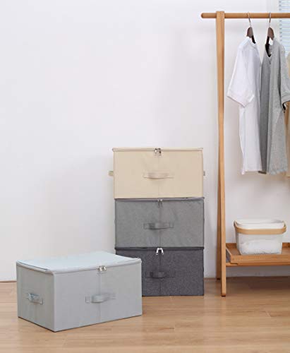 iwill CREATE PRO Collapsible Rigid Storage Bins with Lid, Shelves Clothes Storage Cubes, Tide Up Your Wardrobe, Beige, Set of 2 - color: Beige