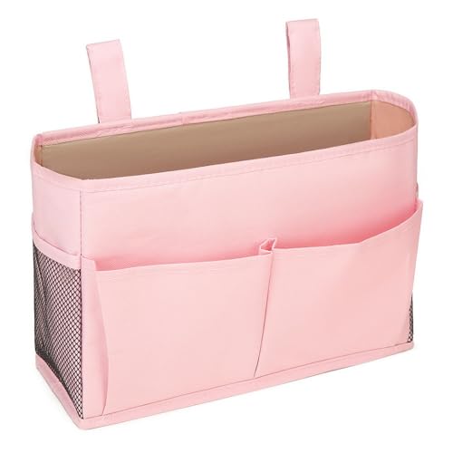 Bedside Storage Organizer Bag Phone Book Magazine Holder Pockets Hanging Storage Bag Sofa Side Pouch Bag(Yellow) - color: Yellow